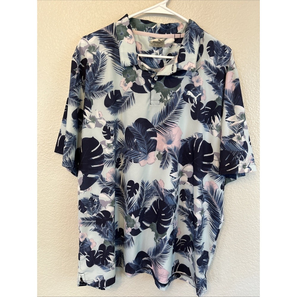 Puma Sabbatical Performance Polo Shirt Mens XL FLORAL All Over Print Golf